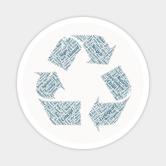 Recycle Symbol Silhouette Shape Text Word Cloud Magnet by Cubebox